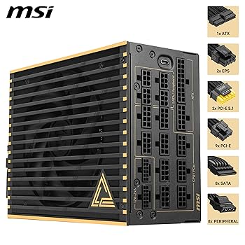 MSI MEG Ai1600T PCIE5, Fully Modular Gaming 1600W Power Supply, 80